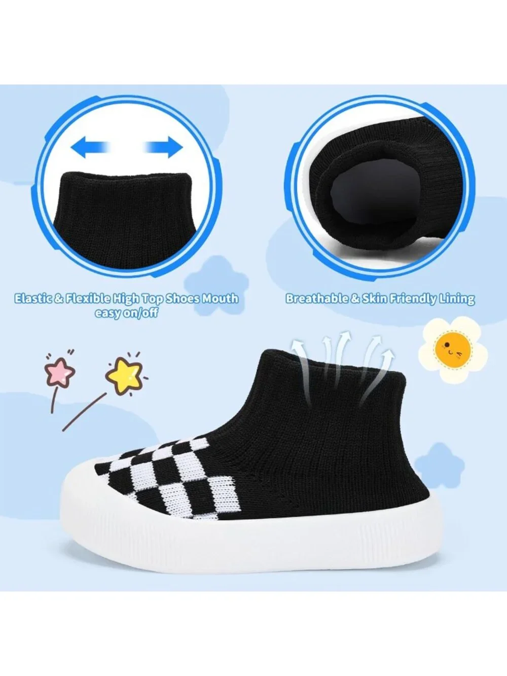Cozy High-Top Sock Shoes for Infants & Toddlers | Non-Slip, Breathable, 6-36